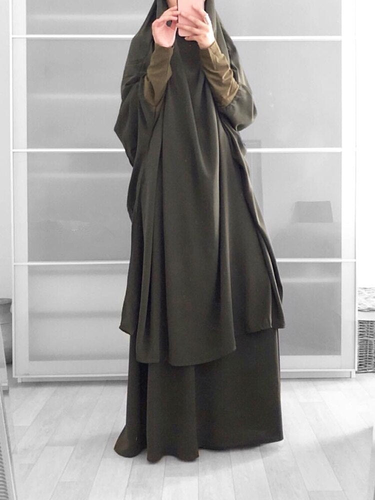 Abaya Khimar Vert Militaire