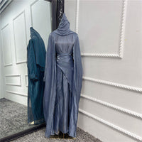 Thumbnail for Abaya Orientale Avec Voile Intégré Gris Sombre