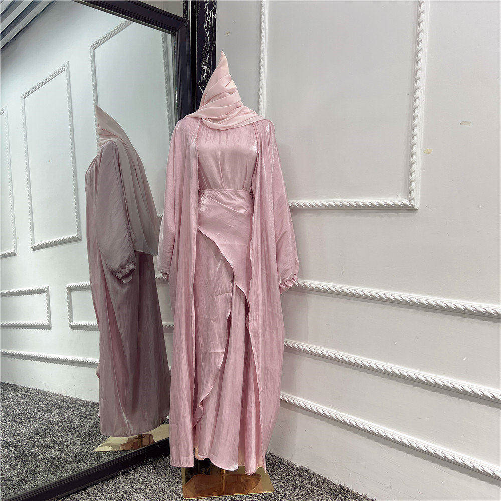 Abaya Orientale Avec Voile Intégré Rose