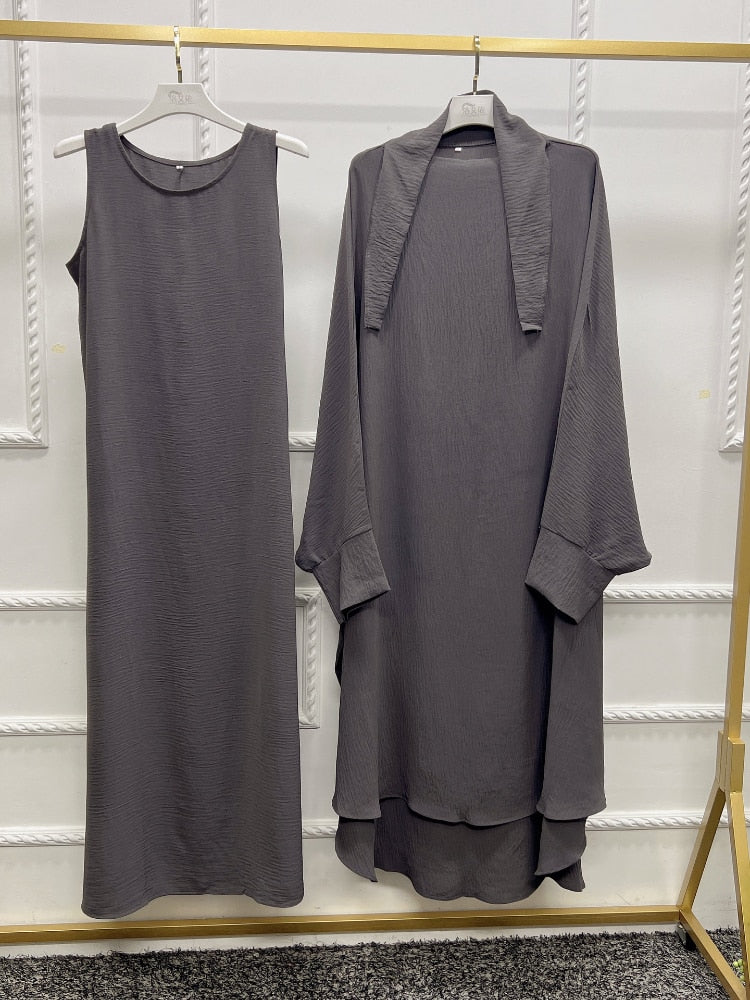 Abaya Femme Khimar Gris