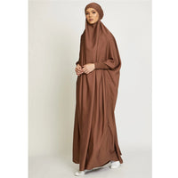 Thumbnail for Abaya Hiver Voile Integré Marron