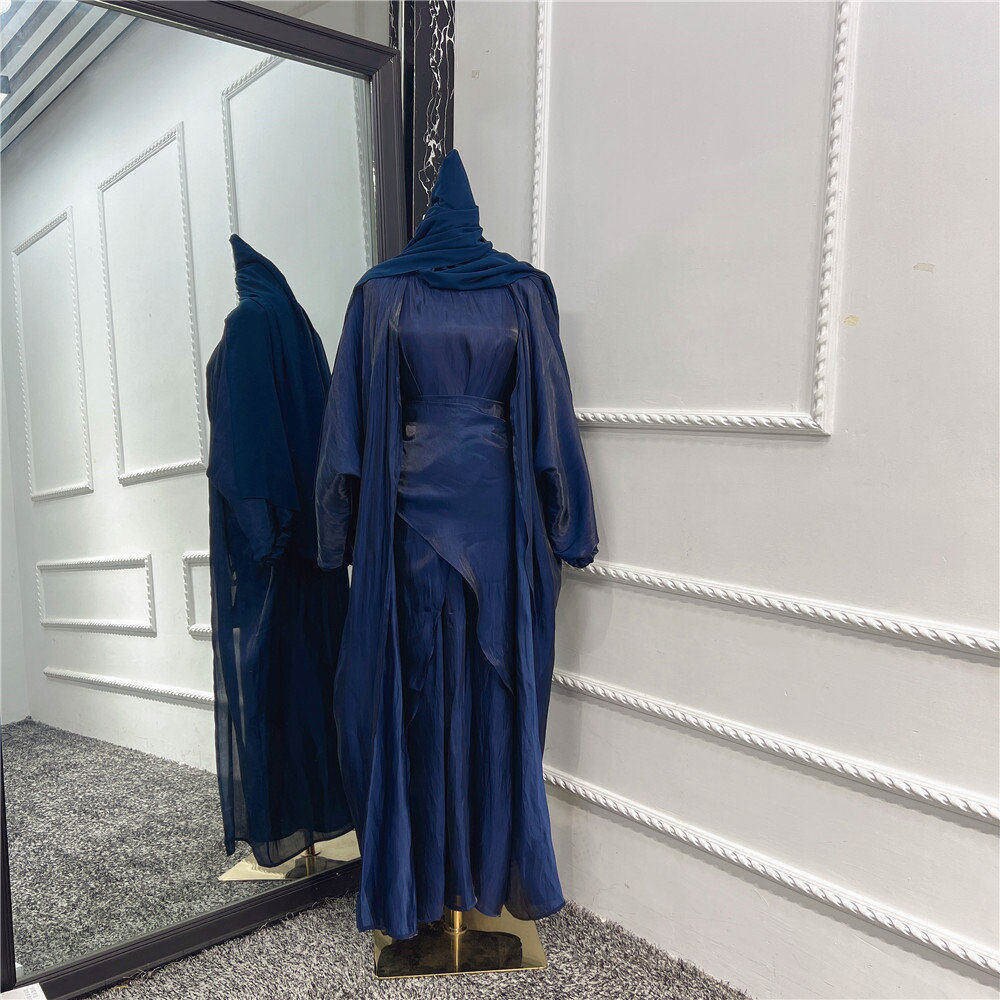 Abaya Orientale Avec Voile Intégré Bleu Nuit
