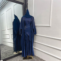 Thumbnail for Abaya Orientale Avec Voile Intégré Bleu Nuit