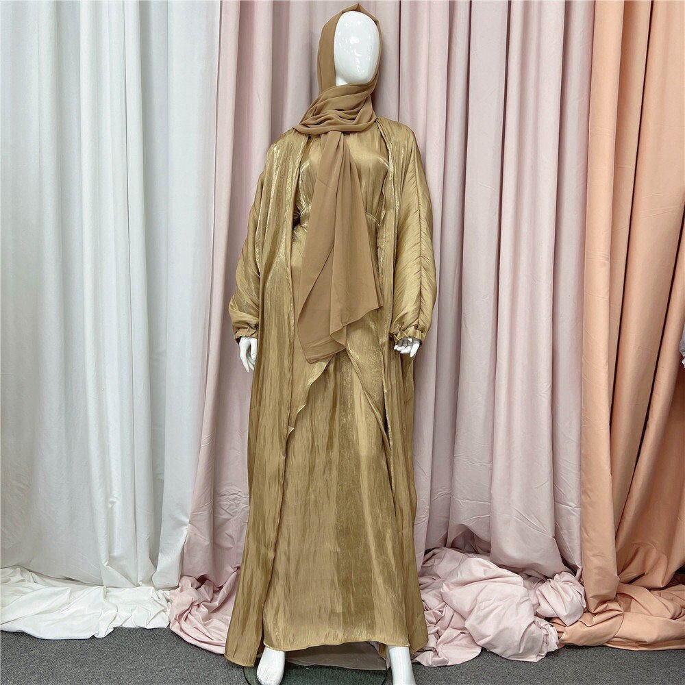Abaya Orientale Avec Voile Intégré Beige