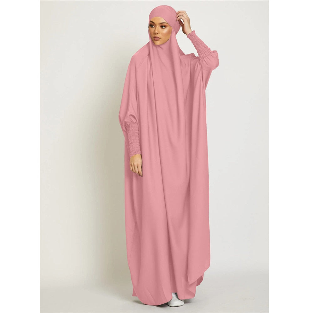 Abaya Hiver Voile Integré Rose