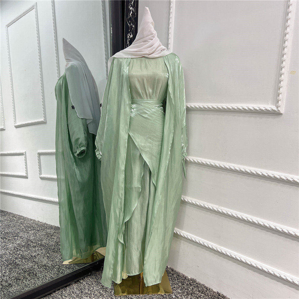 Abaya Orientale Avec Voile Intégré Vert