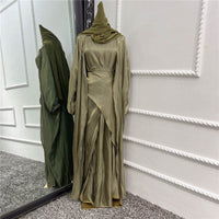 Thumbnail for Abaya Orientale Avec Voile Intégré Vert Militaire