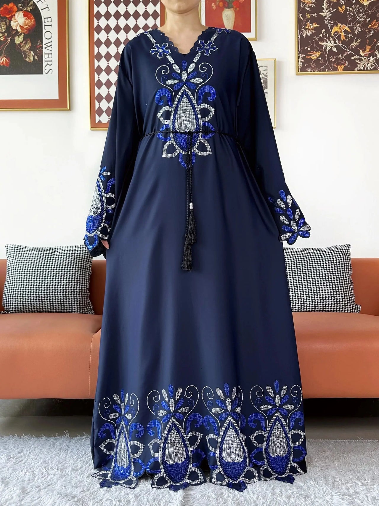 Djellaba Bleu Fleur
