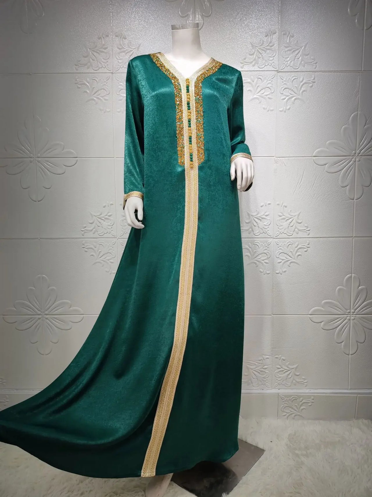 Djellaba Marocaine Femme Noire Doré