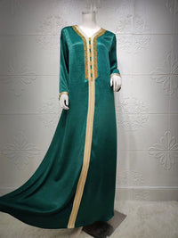 Thumbnail for Djellaba Marocaine Femme Noire Doré