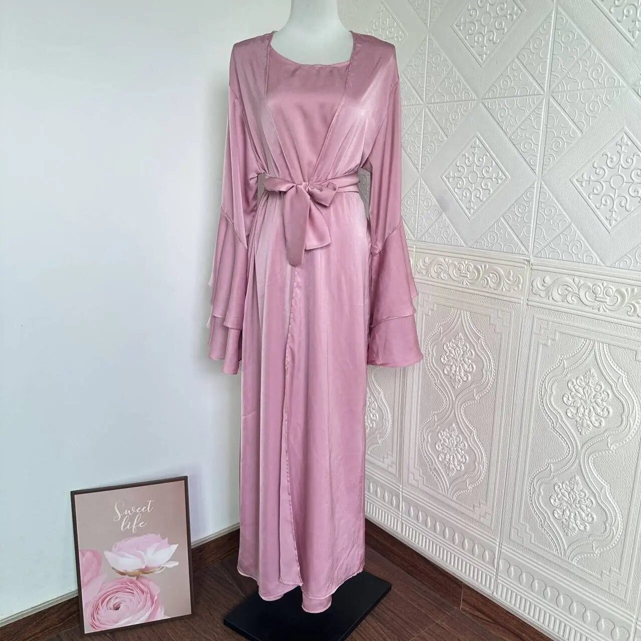 kimono rose pour abaya musulmane