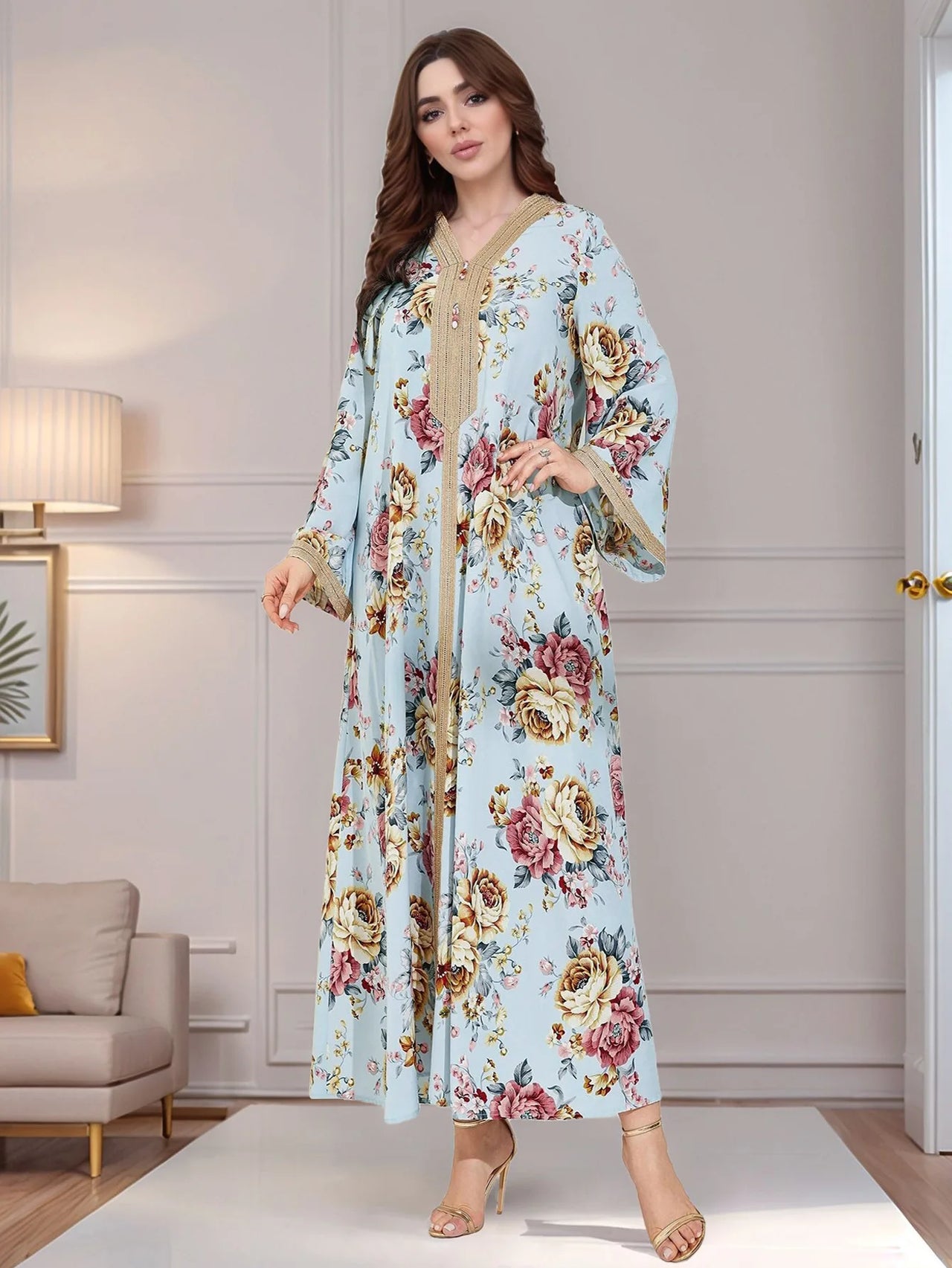Djellaba Rouge Fleur
