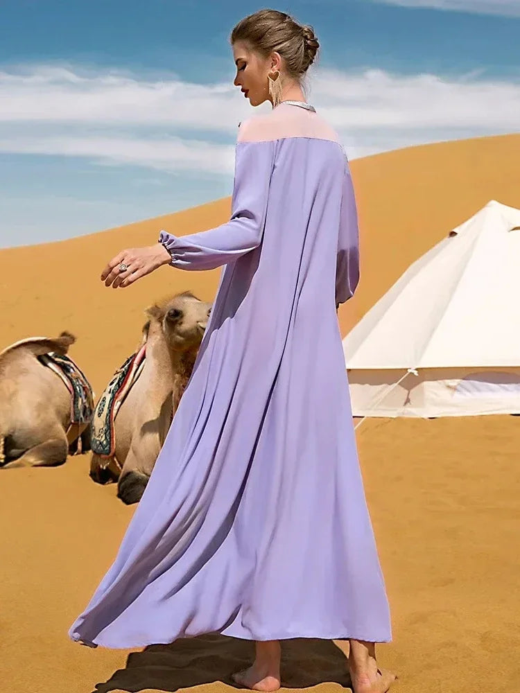 Djellaba a capuche Bleu Ciel