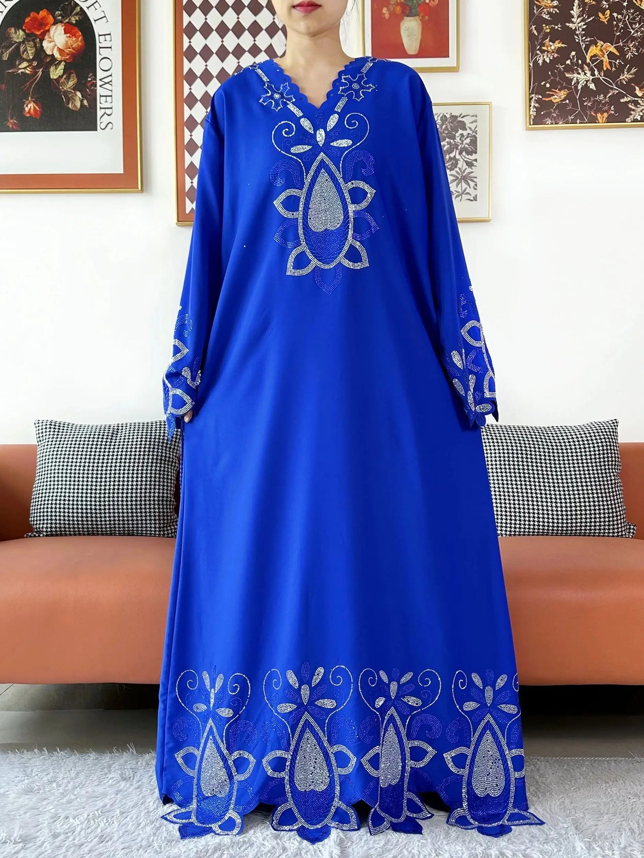 Djellaba Bleu Fleur