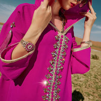 Thumbnail for Djellaba Jaune et Rouge a capuche