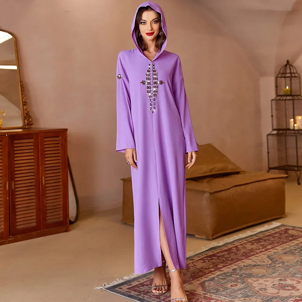 Djellaba Mauve a Capuche