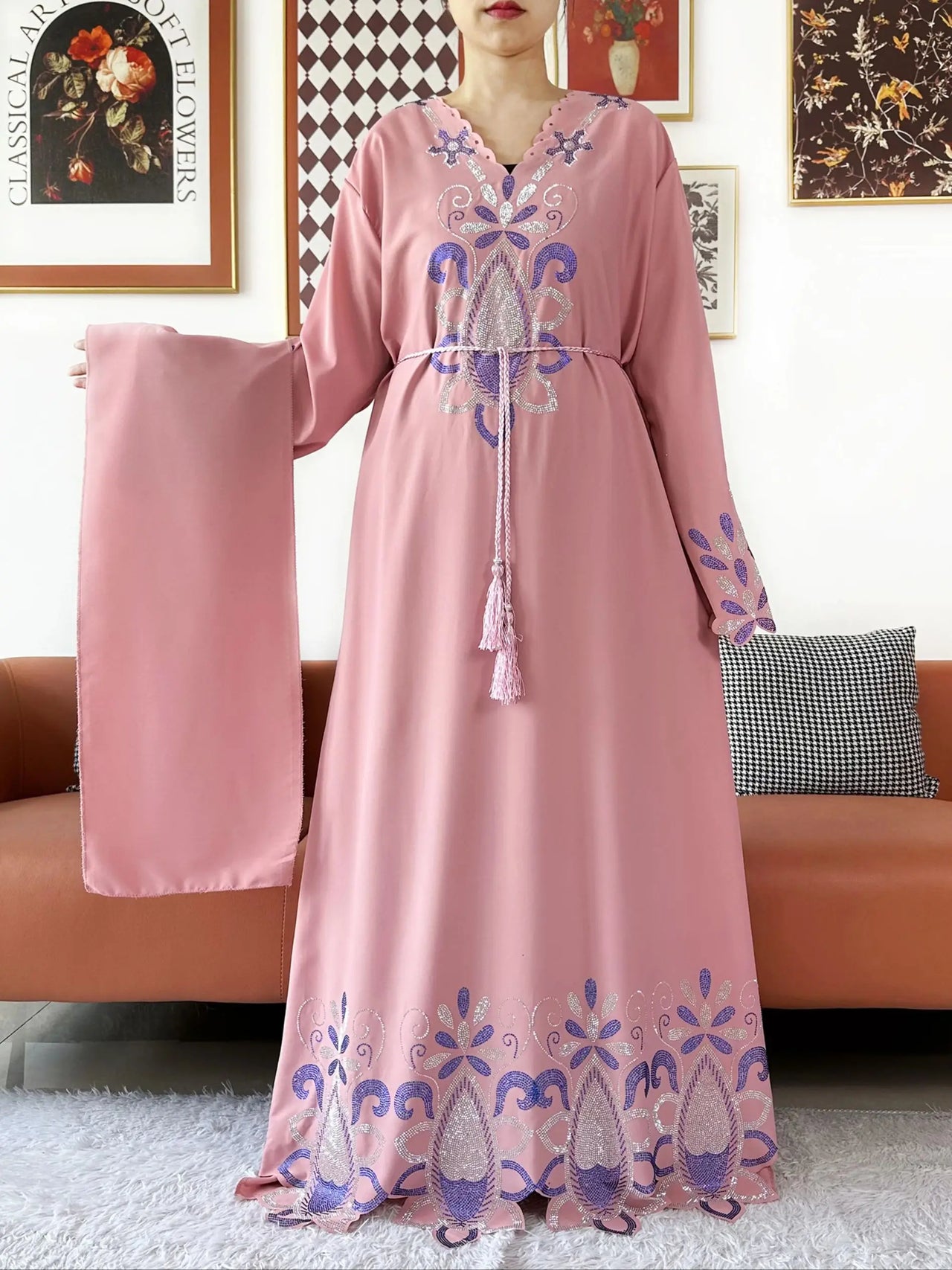 Djellaba Bleu Fleur