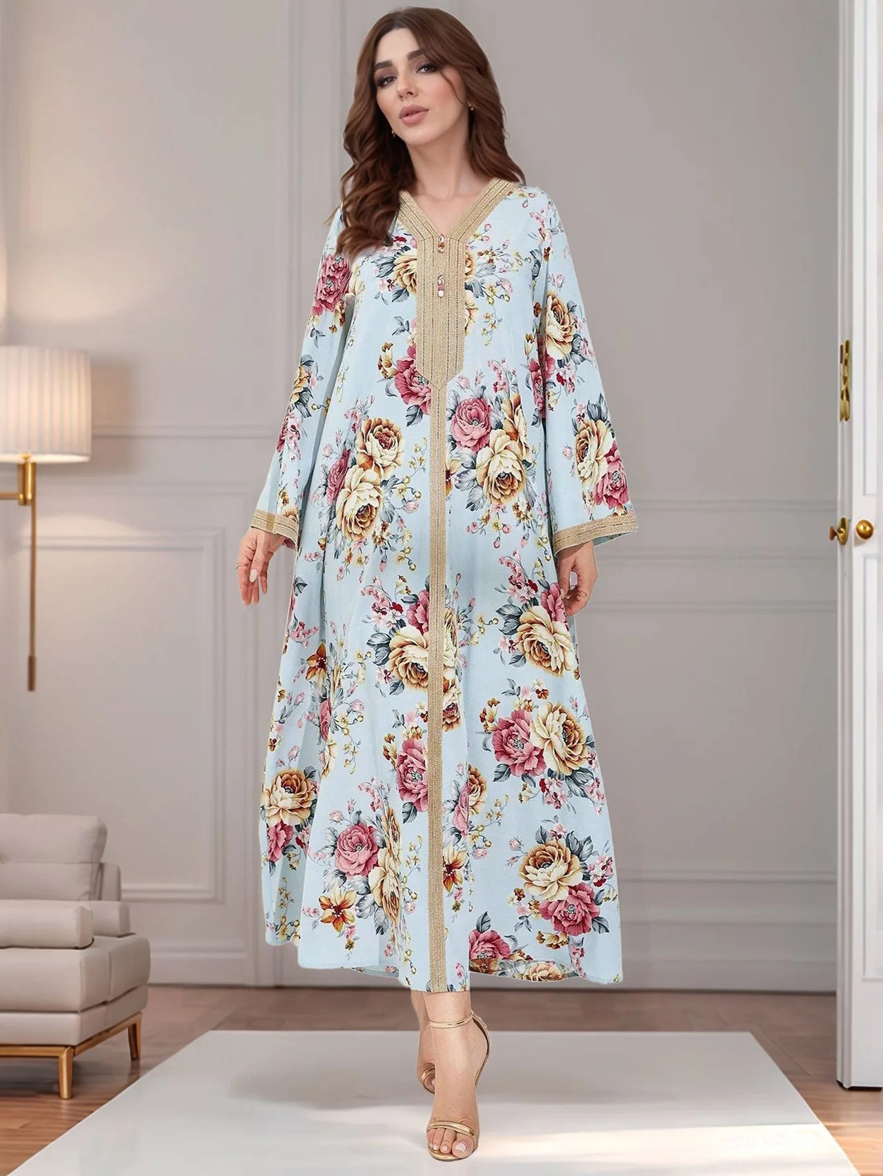 Djellaba Rouge Fleur