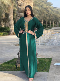 Thumbnail for Djellaba Marocaine Femme Noire Doré