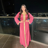 Thumbnail for Djellaba Marocaine Femme Noire Doré