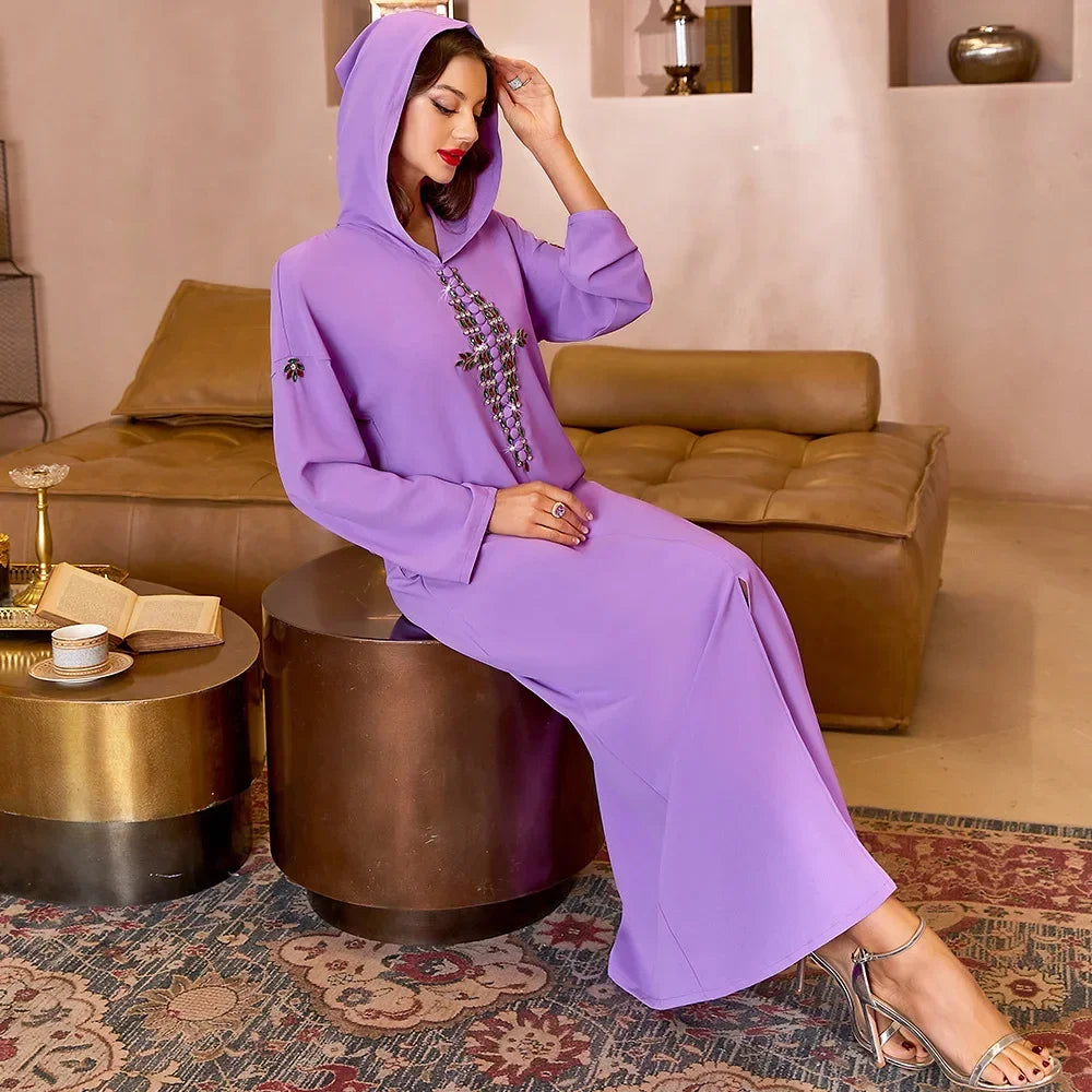Djellaba Mauve a Capuche
