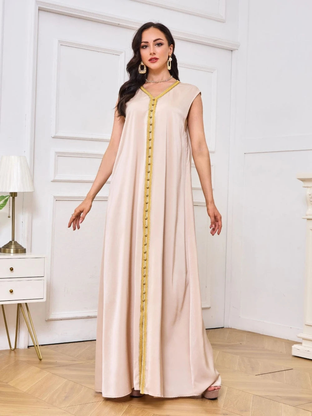 Djellaba femme noir et or