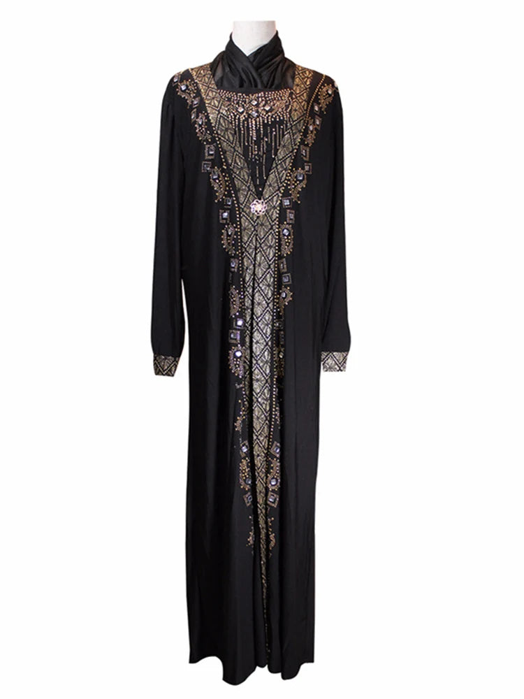 Gandoura Noir Élégante Femme