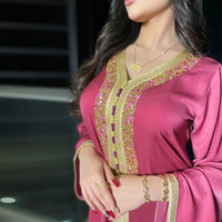 Thumbnail for Djellaba Marocaine Femme Noire Doré