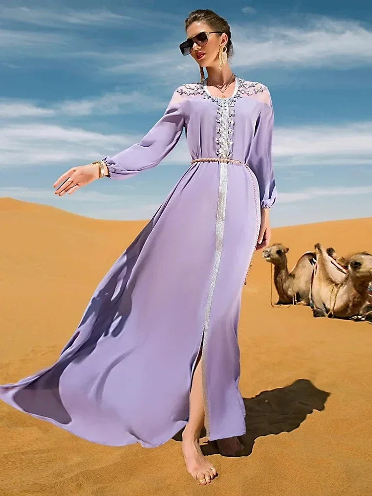 Djellaba a capuche Bleu Ciel