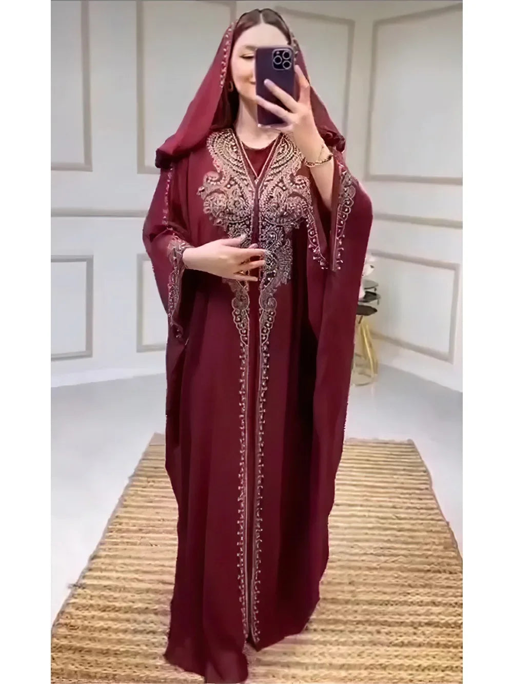 Djellaba a capuche Rouge