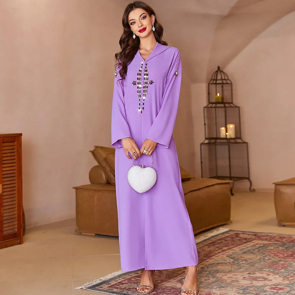 Djellaba Mauve a Capuche