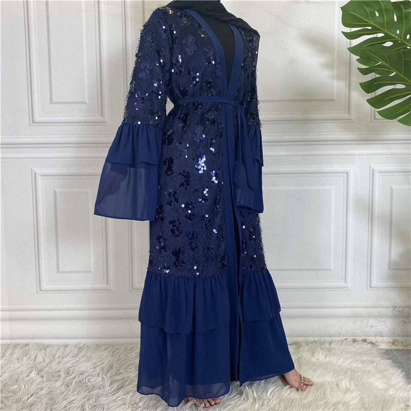 Abaya Kimono Dubai Femme Bleu 