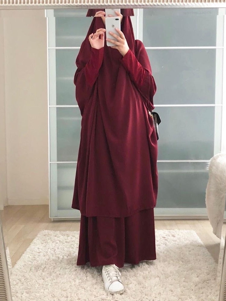 Abaya Khimar Rouge