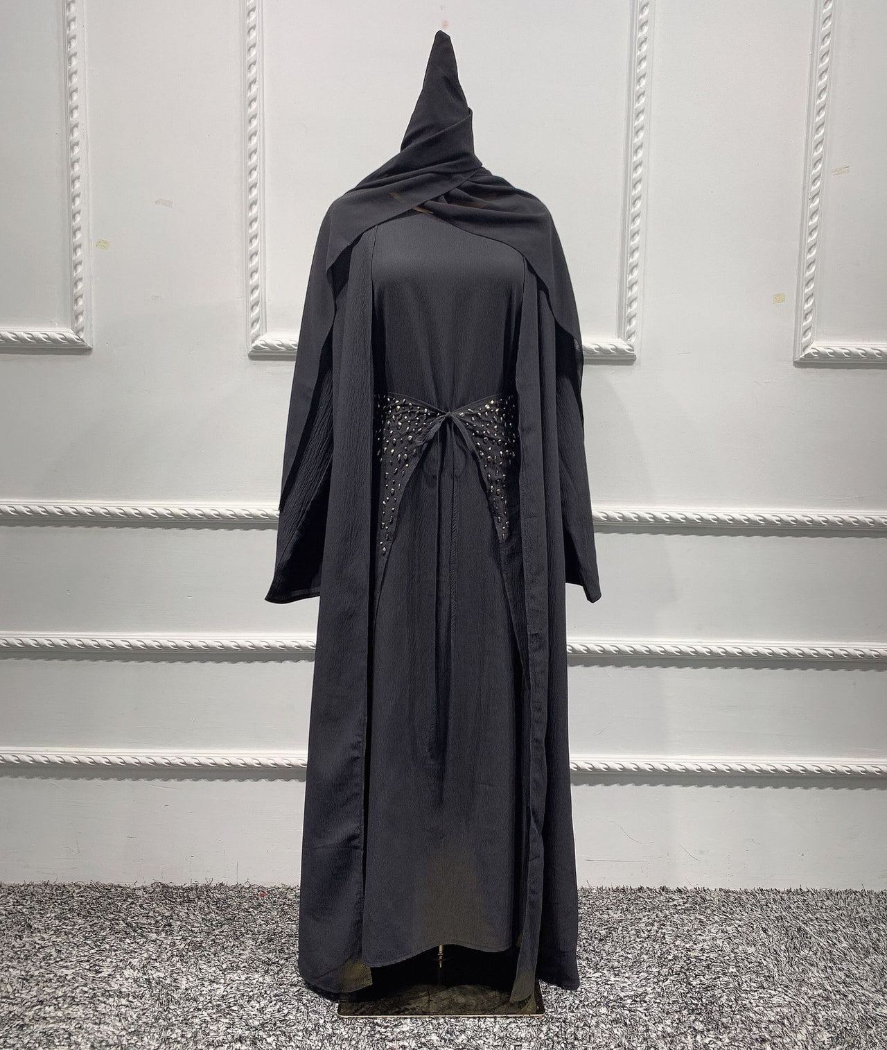 Abaya Hijab Intégré Noir 