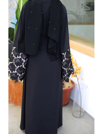 Thumbnail for Abaya Kimono Noir Orientale Femme