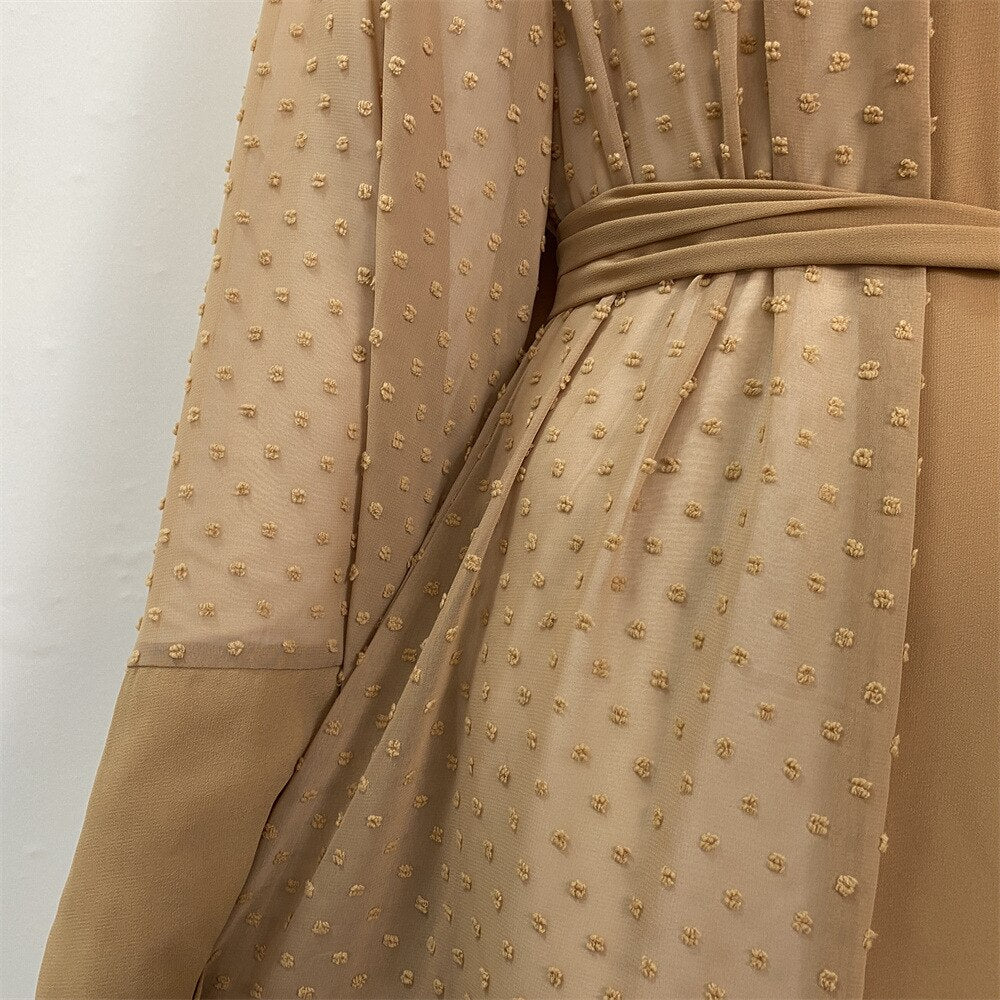 Abaya tissue detaillé beige