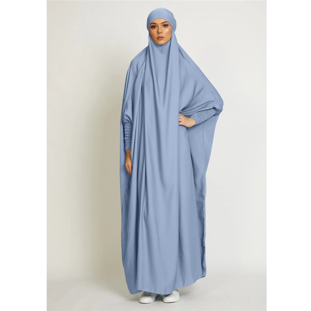 Abaya Hiver Voile Integré Bleu
