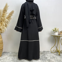 Thumbnail for Abaya Kimono Femme Noir 