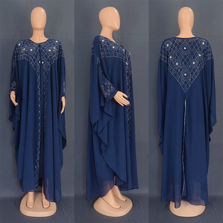 Abaya islmaique bleu soire