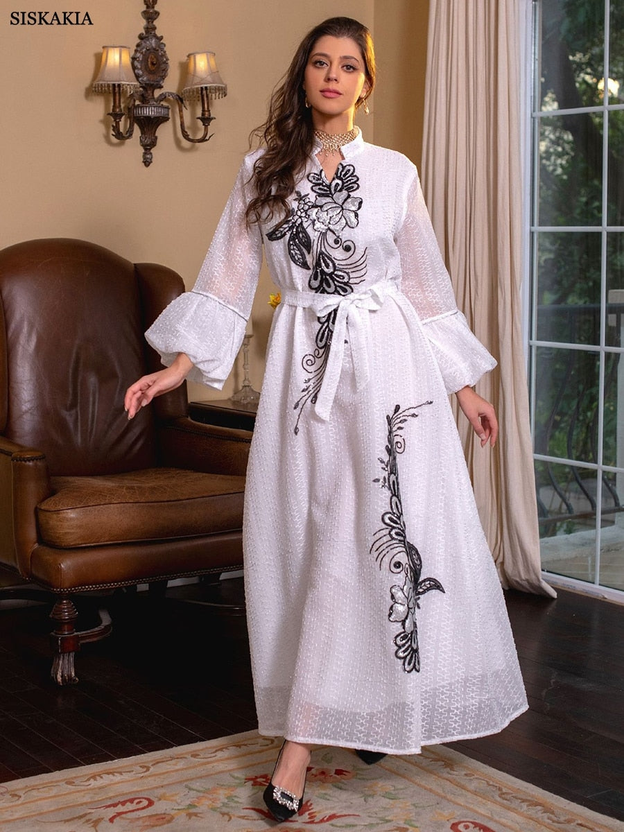 robe de soirée  blanche arabe elegante