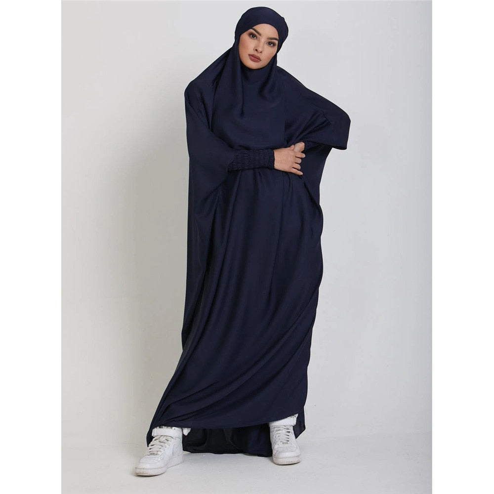 Abaya Hiver Voile Integré Bleu Nuit